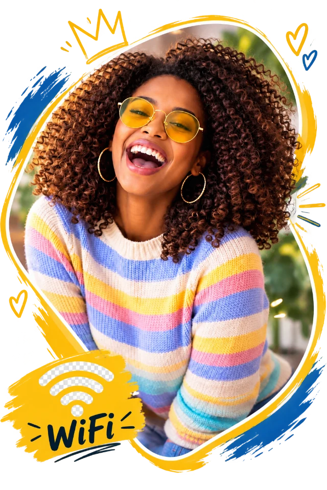 Cliente satisfaite de sa connexion WiFi